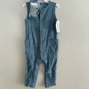 NEW Carter's 12m blue ribbed  sleeveless pants Romper w matching socks